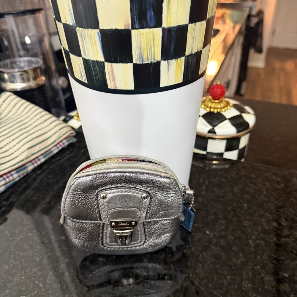 Coach Metallic Silver Mini Pouch